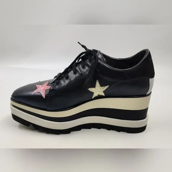 Stella McCartney Leather Elyse Star Platform Trainers Sneakers Sz 38 - Picture 5 of 16